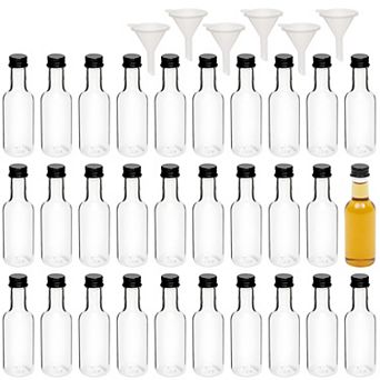 30 Pack 50ml Mini Liquor Bottles With Twist Off Lids, Funnels For Party Favors