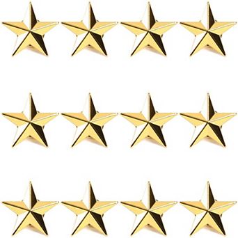 12 pc 3d Gold Star Brooch Lapel Pins Badges For Memorial Day And Theme Party
