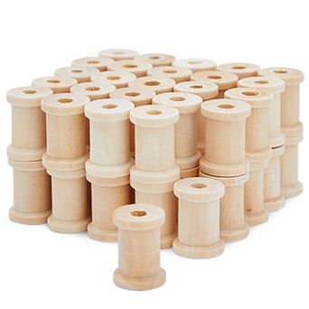 50 Pack Empty Wooden Thread Spools For Arts And Crafts, 0.75 X 1 in 0.6 Cm Hole
