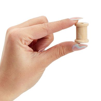 50 Pack Empty Wooden Thread Spools For Arts And Crafts, 0.75 X 1 In, 0.6 Cm Hole