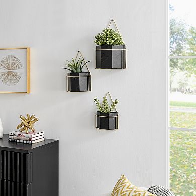 Danya B. Geometric Wall Planters With Gold Accents Set Of 3