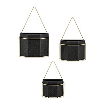 Danya B. Geometric Wall Planters With Gold Accents Set Of 3