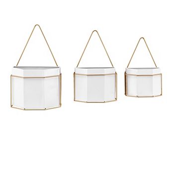 Danya B. Geometric Wall Planters With Gold Accents Set Of 3