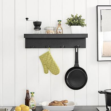 Wall Mounted Coat Rack With Decorative Ledge Shelf