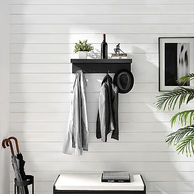 Wall Mounted Coat Rack With Decorative Ledge Shelf