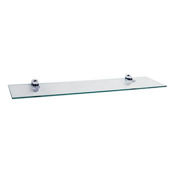 Glass Floating Shelf With Chrome Brackets 24 X 6"