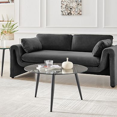 Van Beuren Coffee And Side Table Set With Modern Metal Taper Legs And Clear Glass Tabletop