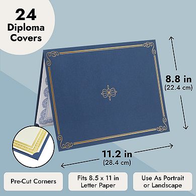 24-pack Navy Blue Certificate Holders - Use As Award, Diploma Cover, Letter-size