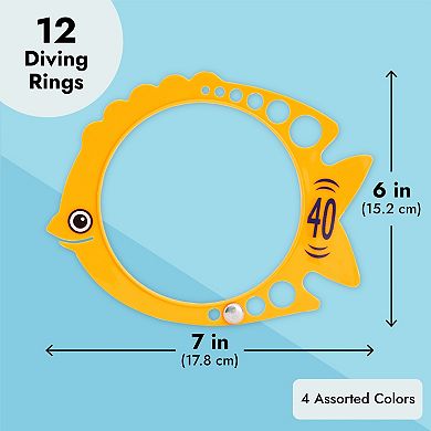12 Pack Fish Shaped Poo Diving Rings For Kids Swimming Pool Party Dive Games Toy