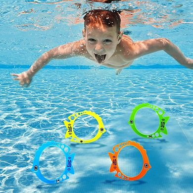 12 Pack Fish Shaped Poo Diving Rings For Kids Swimming Pool Party Dive Games Toy