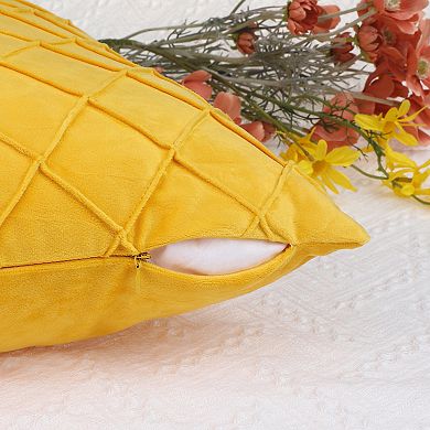 2Pcs Soft Velvet Decorative Pillow Covers Solid Geometric Textured Cushion Covers 12"x20"