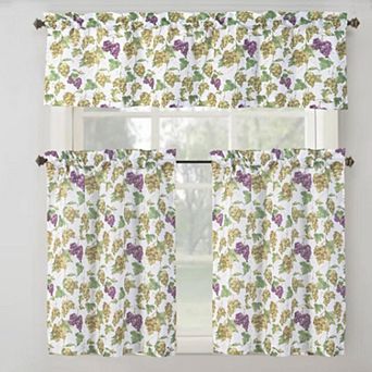 Tribeca Latte Printed 3 pc Kitchen Curtain Set