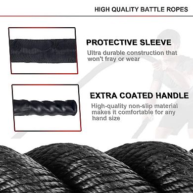 30ft Battle Rope With Protective Cover Exercise Training Rope