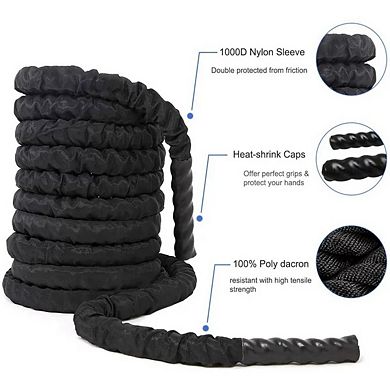 30ft Battle Rope With Protective Cover Exercise Training Rope