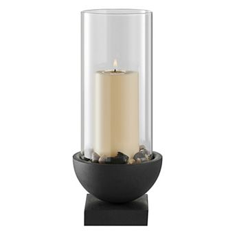 Danya B. Modern Black Metal Bold Pedestal And Glass Votive Candle Holder