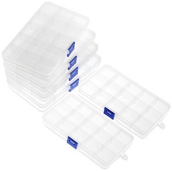 Clear Jewelry Box 6-pack Plastic Bead Storage Container Earrings Organizer