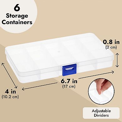 Clear Jewelry Box 6-pack Plastic Bead Storage Container Earrings Organizer