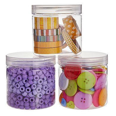 Slime Containers With Lids - 8 Pack 12 Oz Clear Plastic Jars For Kids Diy Crafts