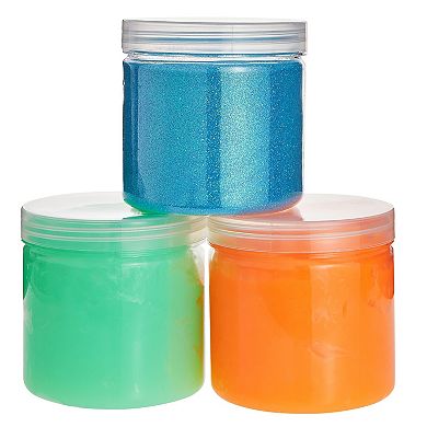 Slime Containers With Lids - 8 Pack 12 Oz Clear Plastic Jars For Kids Diy Crafts