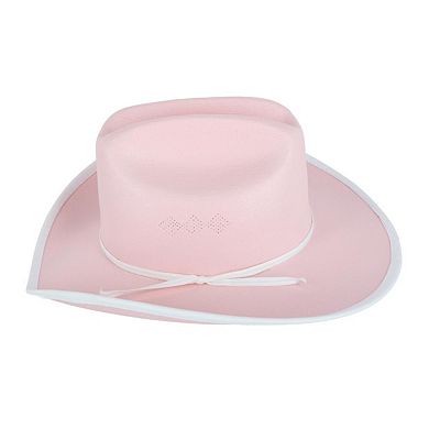 Ctm Girls Pink Western Canvas Hat With Ribbon Hatband