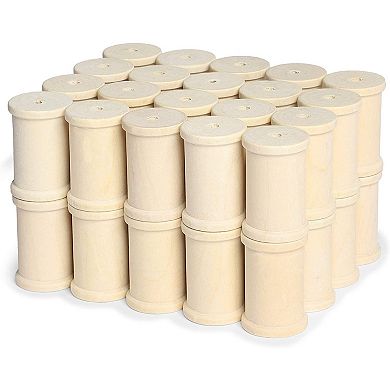 40 Pack Large Unfinished Wooden Spools For Crafts And Sewing Diy, 1-3/8 X 2 In