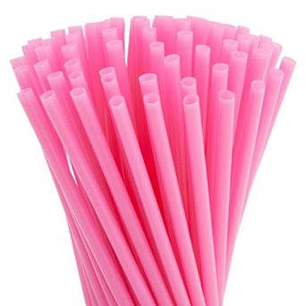 300 Count Plastic Pink Disposable Drinking Straws For Baby Shower, Birthday, 10"