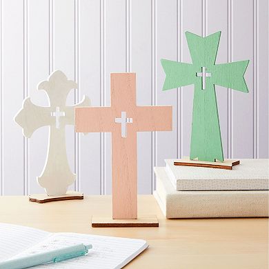 12 Pack Wooden Crosses For Crafts, Wood Crosses For Centerpieces, Decor, 3 Sizes