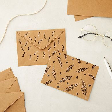 Kraft Paper Invitation Envelopes 4x6 A6 V-Flap Envelopes, 50 Pack