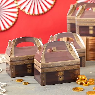 24 Pack Pirate Treasure Chest Design Treat Boxes, 6.25 x 3.6 x 3.5 In