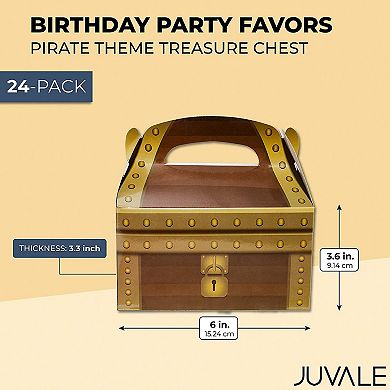 24 Pack Pirate Treasure Chest Design Treat Boxes, 6.25 x 3.6 x 3.5 In