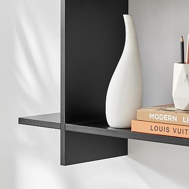 Manasa Floating Geometric Kilter Two-tier Wall Shelf