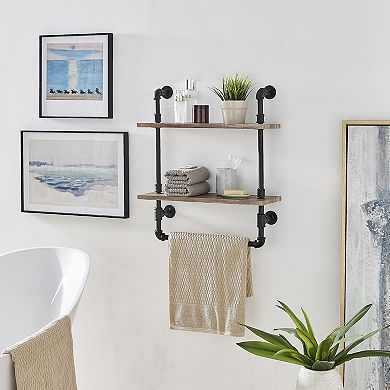 Olivia Double Shelf Unit With Towel Rod