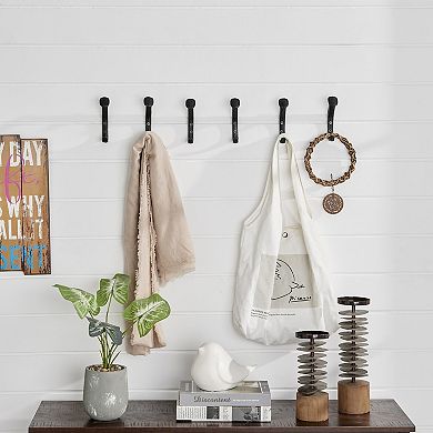 Black Cast Iron Railway Spike Wall Mount Hook Set (set Of 6)