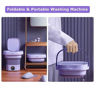 Foldable Portable Washing Machine - 3 Modes, Detachable Drain Basket - Electric Clothes Washer