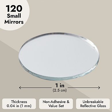 120 Pack Small Round Mirrors For Crafts, 1 Inch Glass Tile Circles