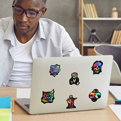 50pcs Neon Stickers Kit Graffiti Vinyl Stickers Black Border Rainbow Graffiti Stickers