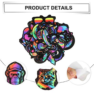 50pcs Neon Stickers Kit Graffiti Vinyl Stickers Black Border Rainbow Graffiti Stickers