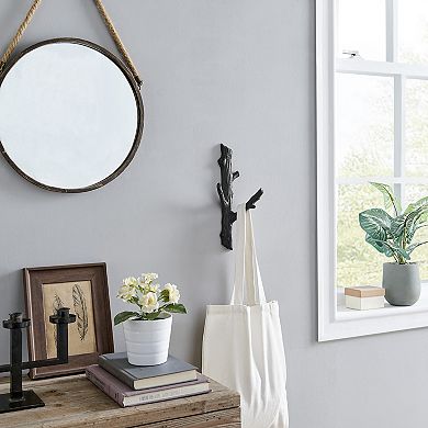 Brown Cast Iron Dual Tree Branch Wall Mount Coat Hooks (set Of 2)