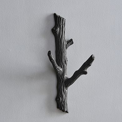 Brown Cast Iron Dual Tree Branch Wall Mount Coat Hooks (set Of 2)