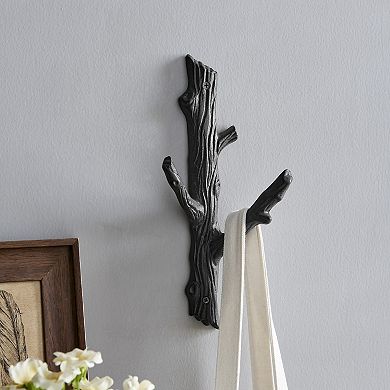 Brown Cast Iron Dual Tree Branch Wall Mount Coat Hooks (set Of 2)