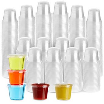500 Pack Disposable 1 Oz Portion Cups With Lids For Sample Tasting, Sauces