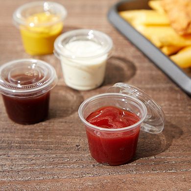 500 Pack Disposable 1 Oz Portion Cups With Lids For Sample Tasting, Sauces