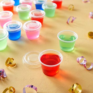 500 Pack Disposable 1 Oz Portion Cups With Lids For Sample Tasting, Sauces