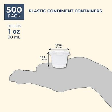 500 Pack Disposable 1 Oz Portion Cups With Lids For Sample Tasting, Sauces