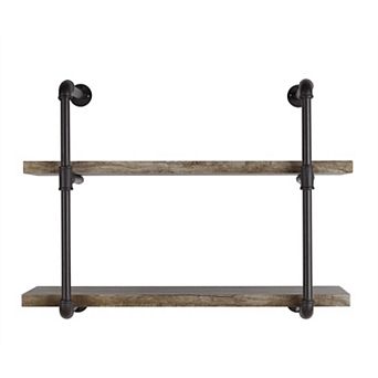 Two Tier Industrial Pipe Wall Shelf