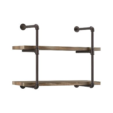Two Tier Industrial Pipe Wall Shelf