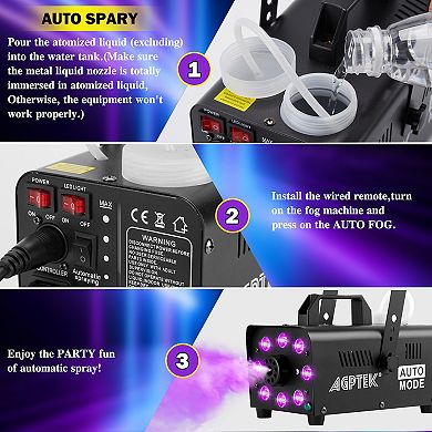 Fog Machine With 13 Colorful Led Lights Effect For Wedding, Halloween