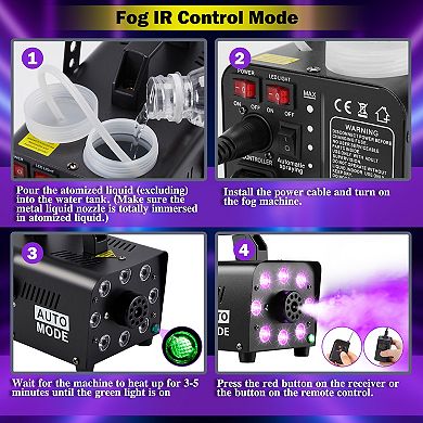 Fog Machine With 13 Colorful Led Lights Effect For Wedding, Halloween