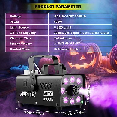 Fog Machine With 13 Colorful Led Lights Effect For Wedding, Halloween