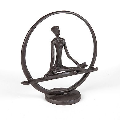 Yoga Meditation Easy Pose Circle Cast Iron Sculpture